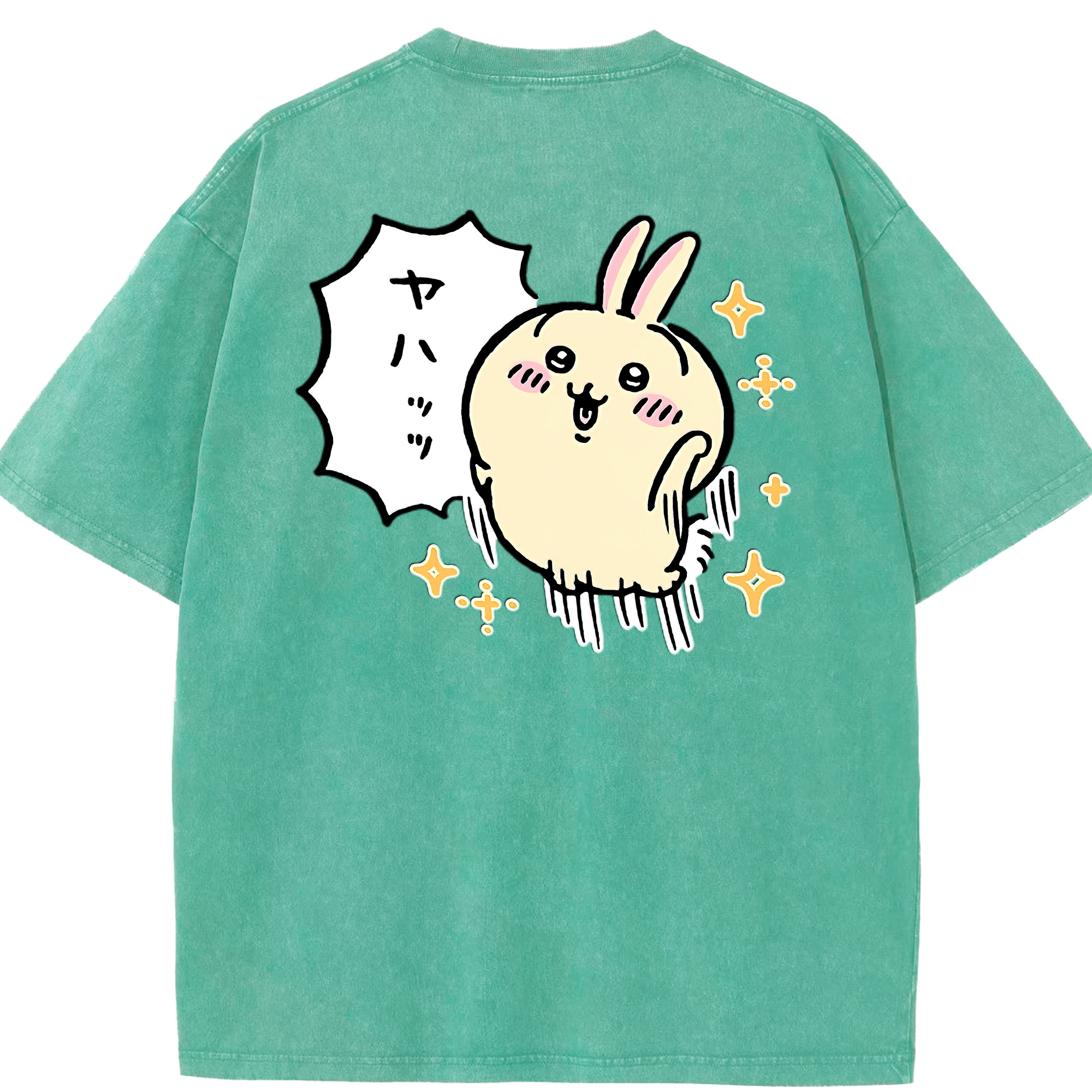 （画像用） ちいかわ うさぎ Chii-kawa usagi 綿100% ヴィンテージ風 半袖Tシャツ（背面プリント）